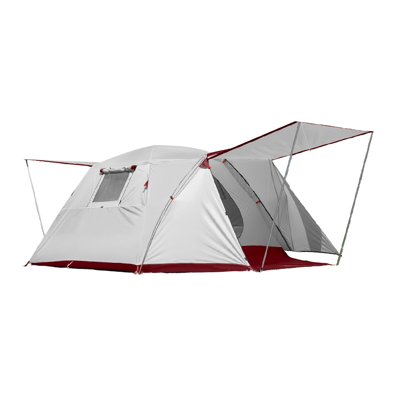 4 na taong camping tent na may isang silid at isang living area