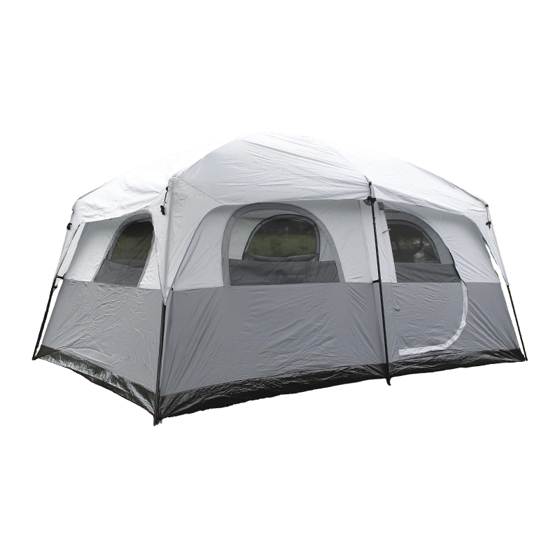 10 tao na maluwag na camping tent na may suporta sa poste ng bakal