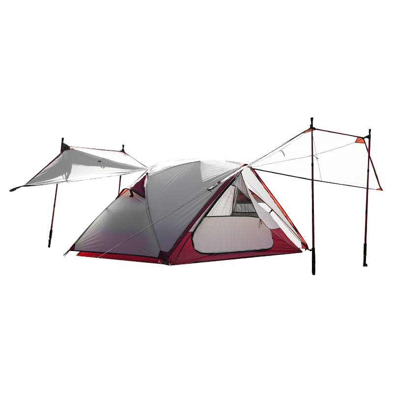 Magaan na hiking tent na may mga awning sa harap at likod